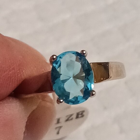 Blue Topaz Silver Solitaire Fashion Ring Size 7 NWOT - Picture 11 of 11